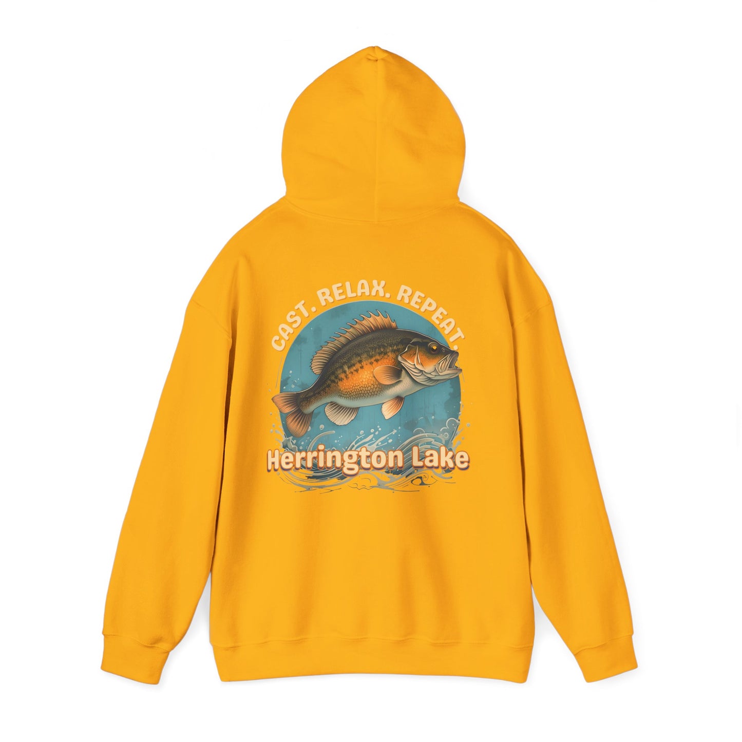 Cast. Relax. Repeat. Herrington Lake Double-Sided Unisex Heavy Blend™ Hooded Sweatshirt