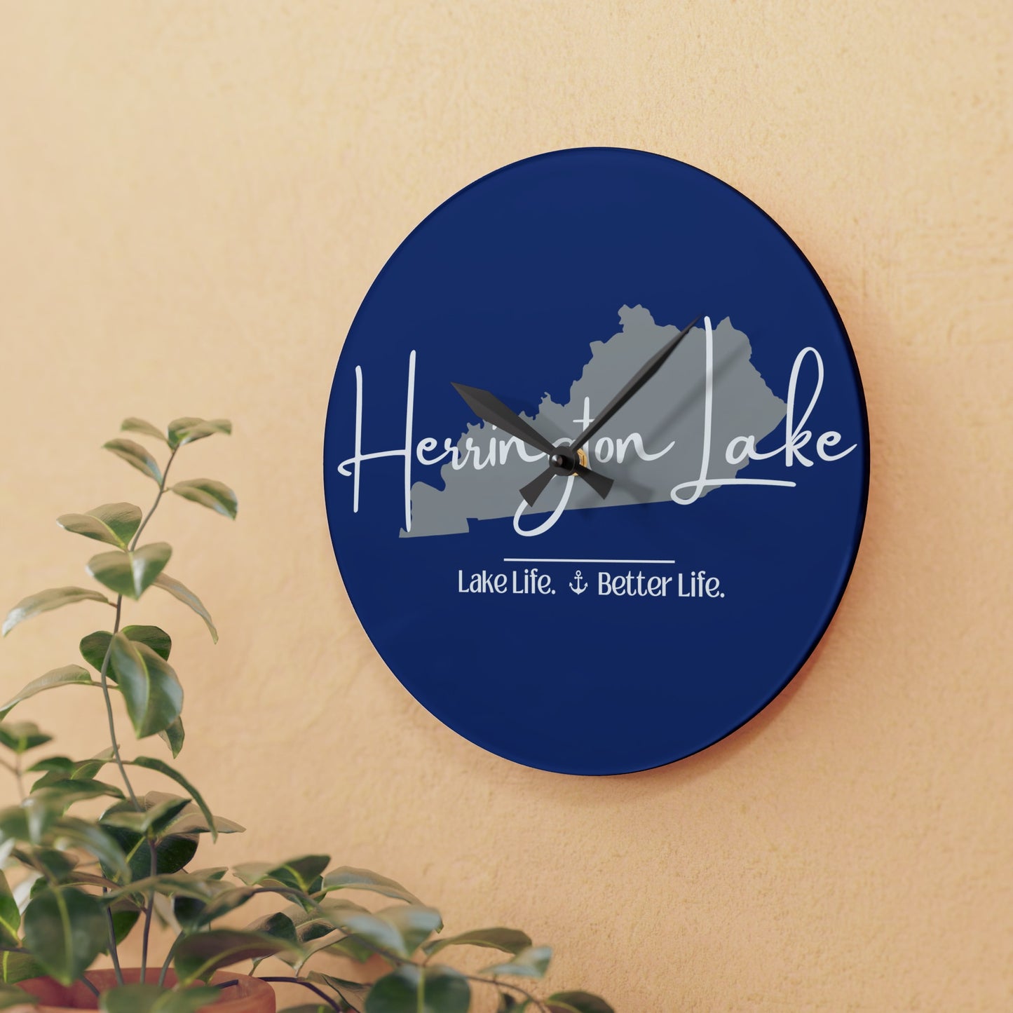 Herrington Lake Signature Collection Acrylic Wall Clock, Round, Blue