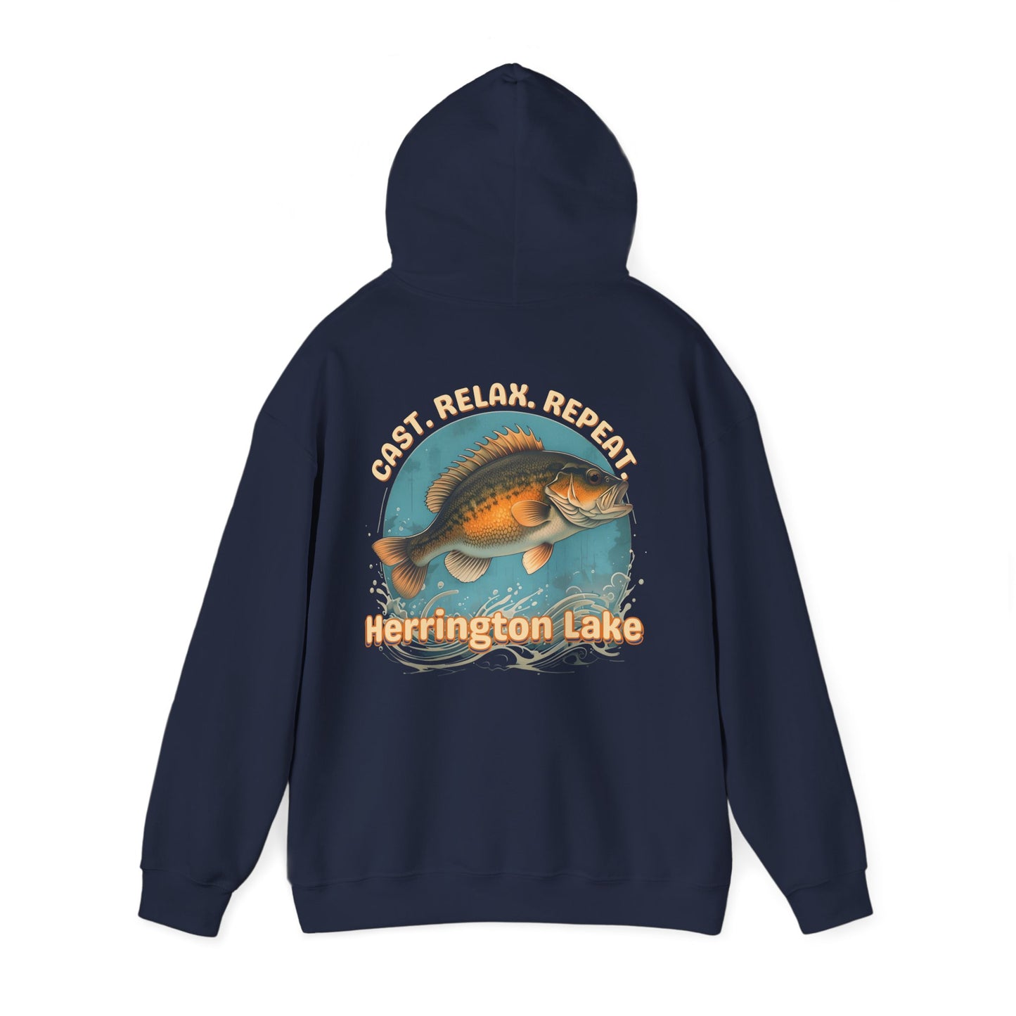 Cast. Relax. Repeat. Herrington Lake Double-Sided Unisex Heavy Blend™ Hooded Sweatshirt