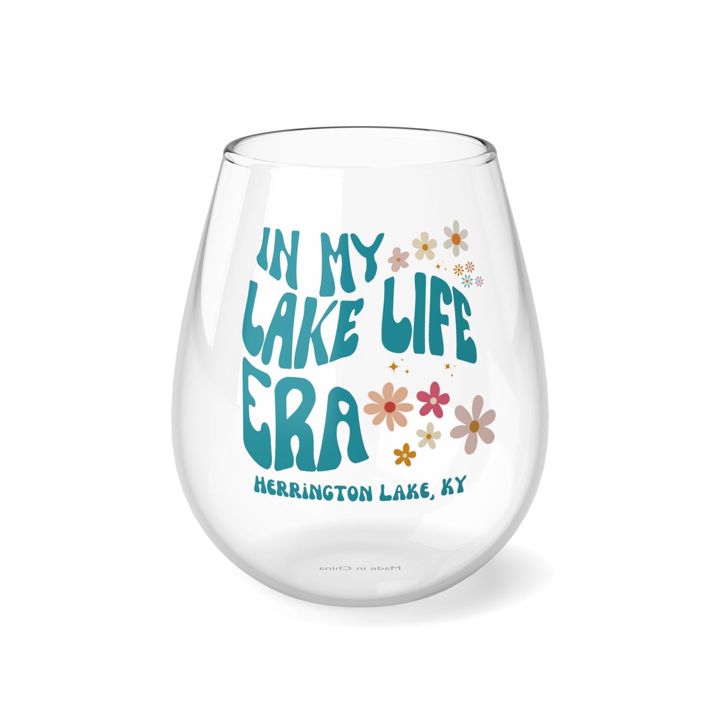 "In My Lake Life Era" Stemless Wine Glass, 11.75oz