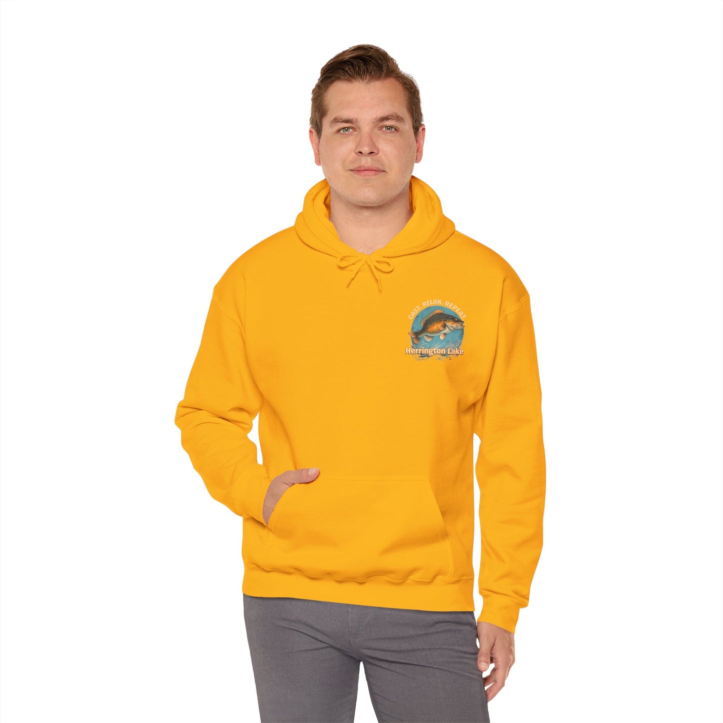 Cast. Relax. Repeat. Herrington Lake Double-Sided Unisex Heavy Blend™ Hooded Sweatshirt