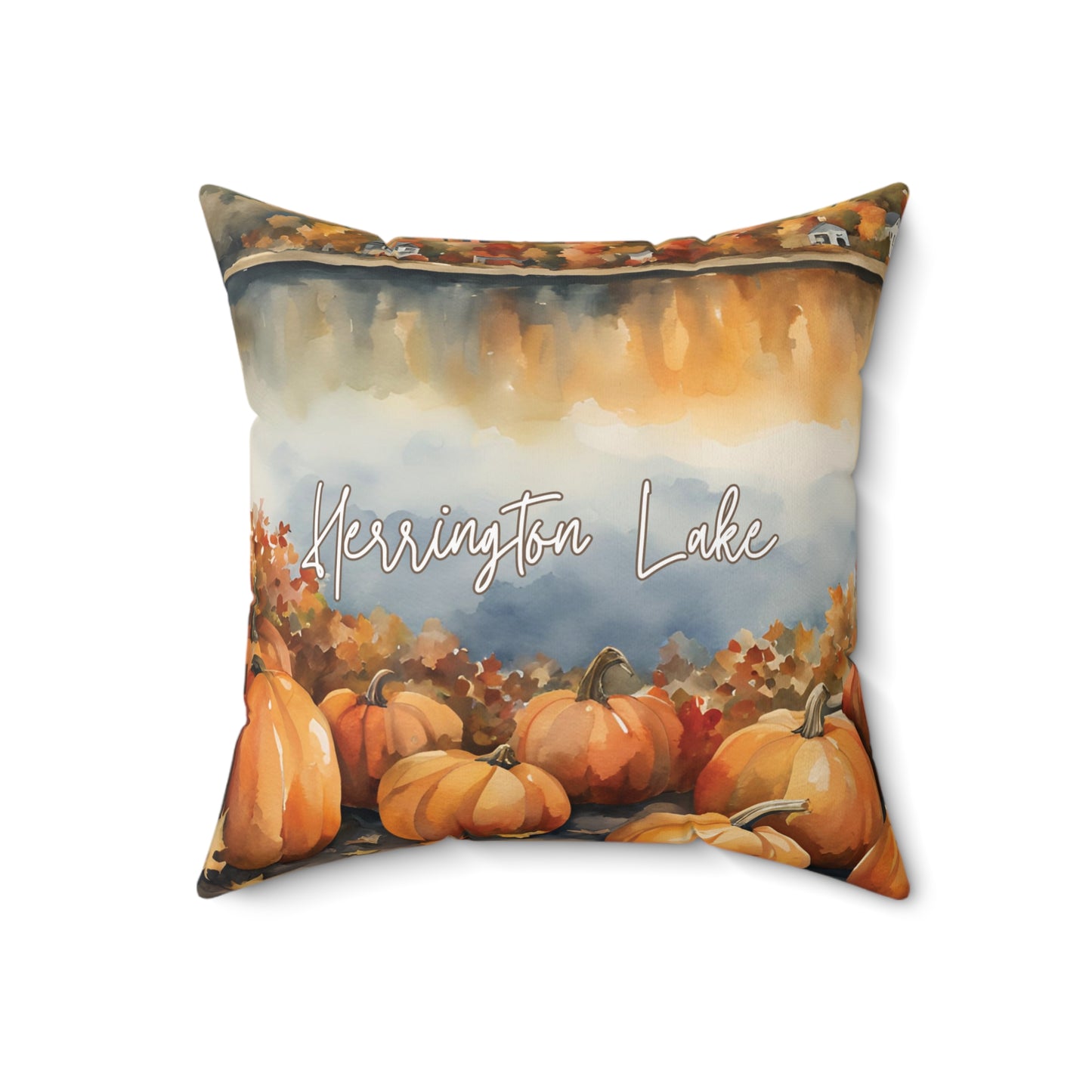 Herrington Lake Pumpkin Patch Faux Suede Square Pillow
