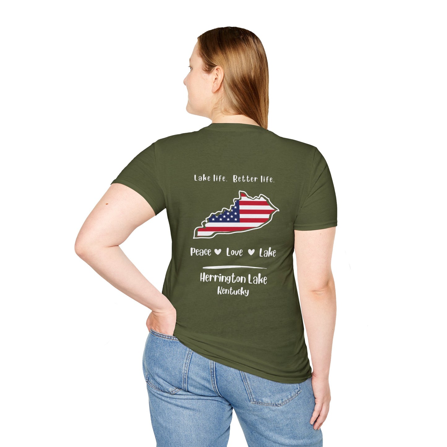 Peace, Love, Lake Double-Sided Ultra Soft Cotton Short Sleeve Tee