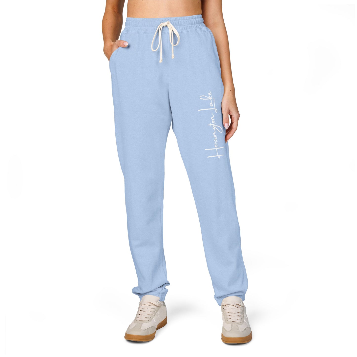 Herrington Lake Script Logo Unisex Garment-Dyed Fleece Sweatpants