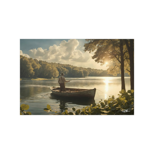 "Fishing in Olde Herrington" Satin Poster (210gsm)