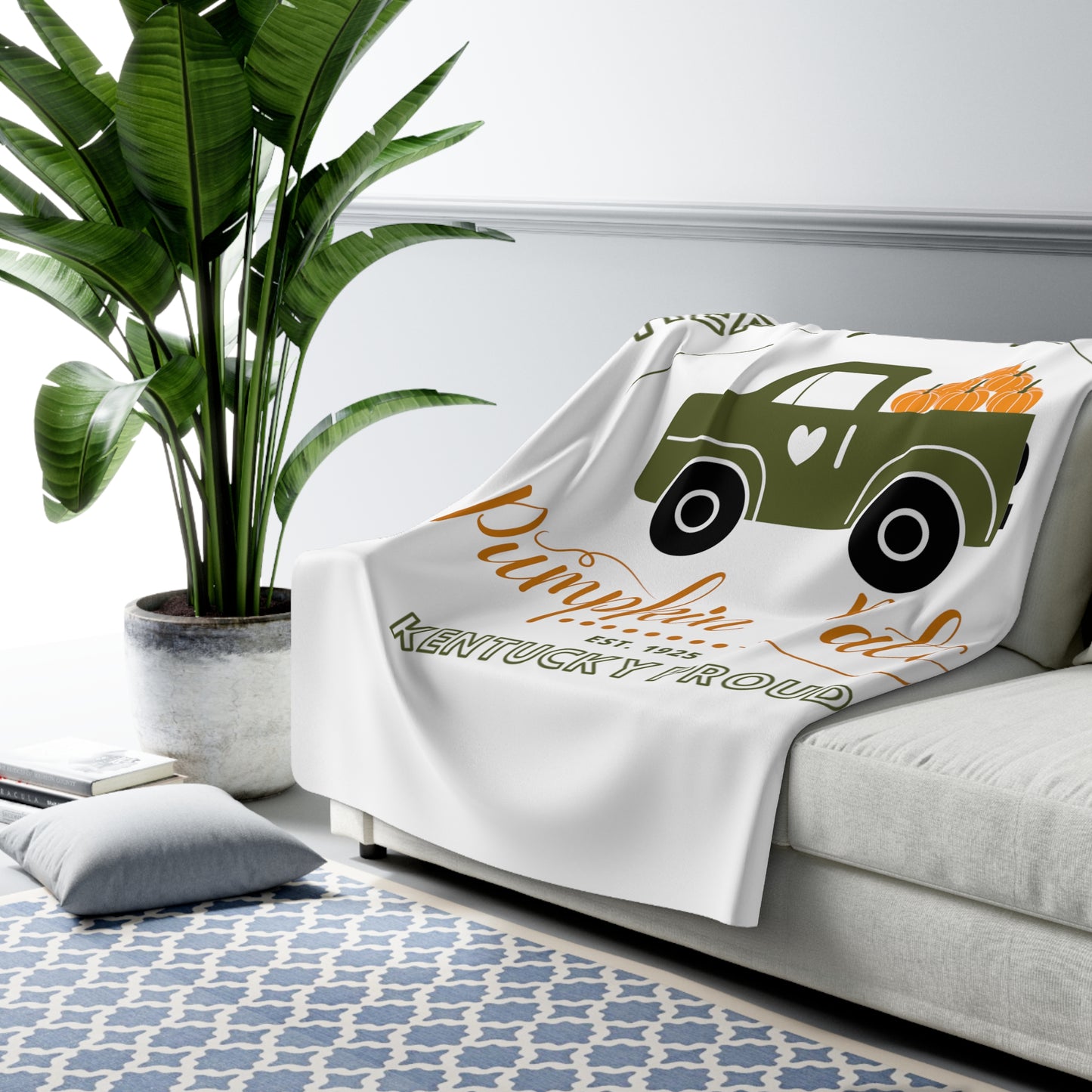 Herrington Lake Pumpkin Patch Sherpa Fleece Blanket (White)