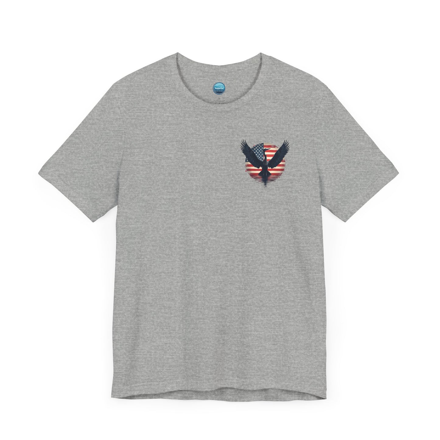 "Liberty Heron" Herrington Lake Patriots Collection Double-Sided Print Unisex Jersey Knit Cotton Short Sleeve Tee