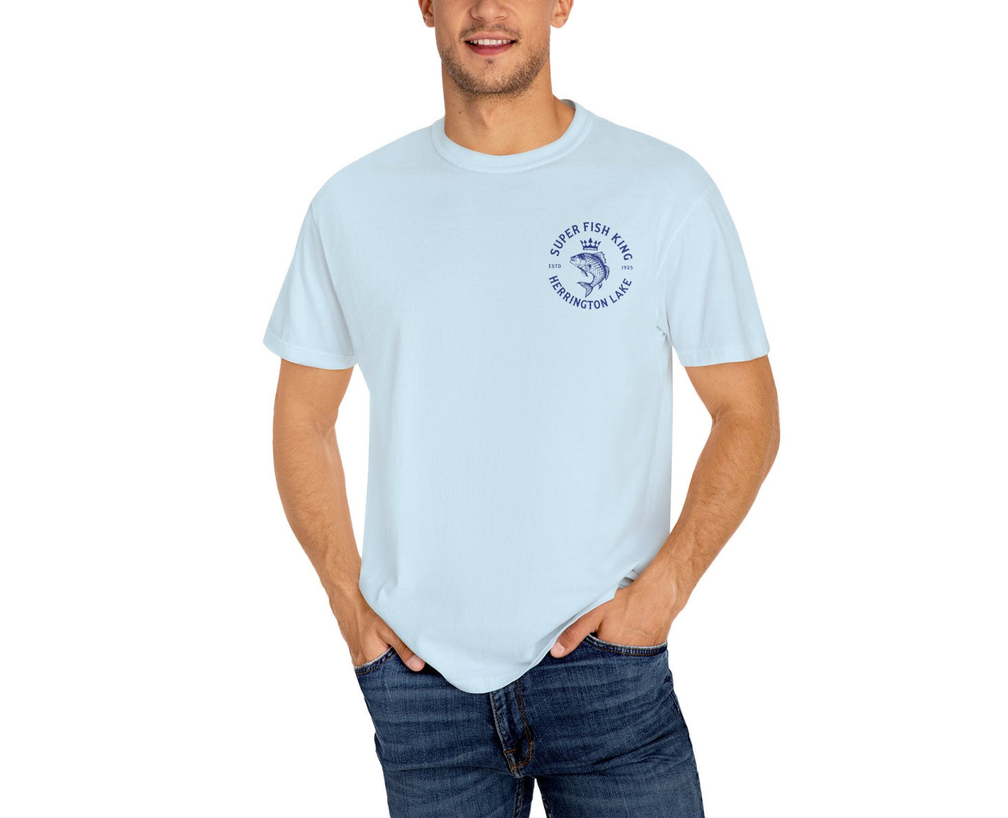 Custom Personalized Herrington Lake "Fish King" Double-Sided Premium Garment-Dyed Comfort Colors TShirt