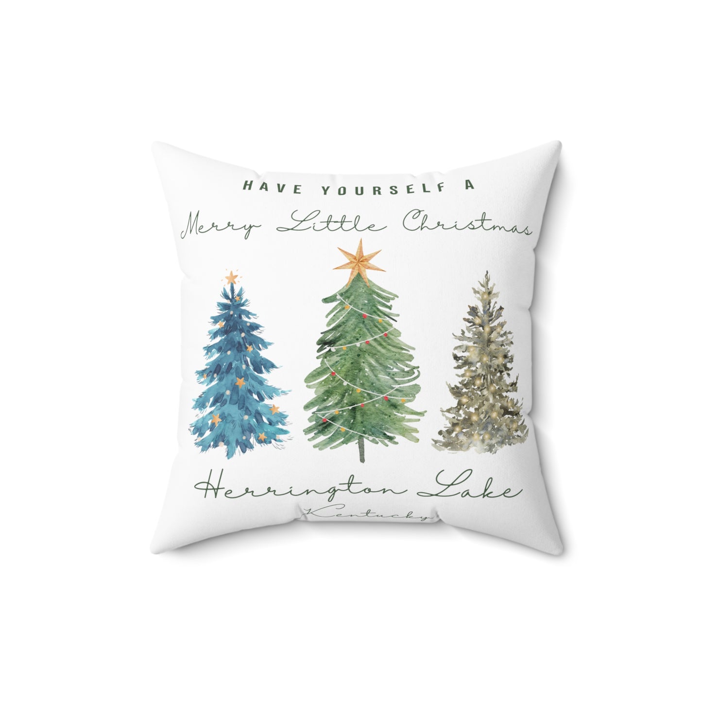 "Have Yourself A Merry Little Christmas”" Spun Polyester Square Accent Pillow (White)