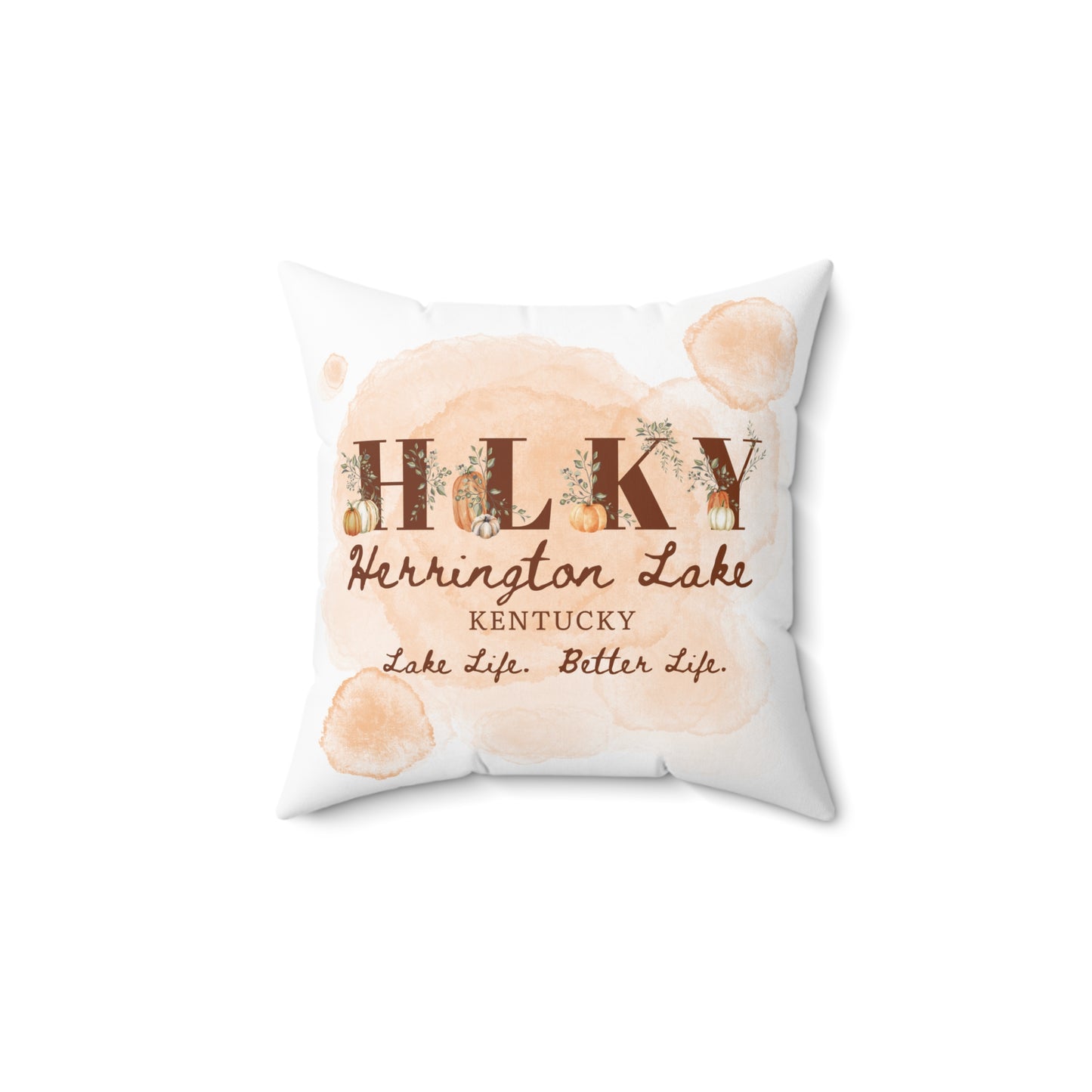 HLKY Collection Rustic Pumpkin Spun Polyester Square Accent Pillow (White)