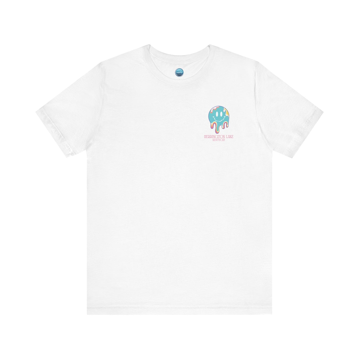 "Happiness Is A Day At The Lake" Double-Sided Print Unisex Jersey Knit Cotton Short Sleeve Tee