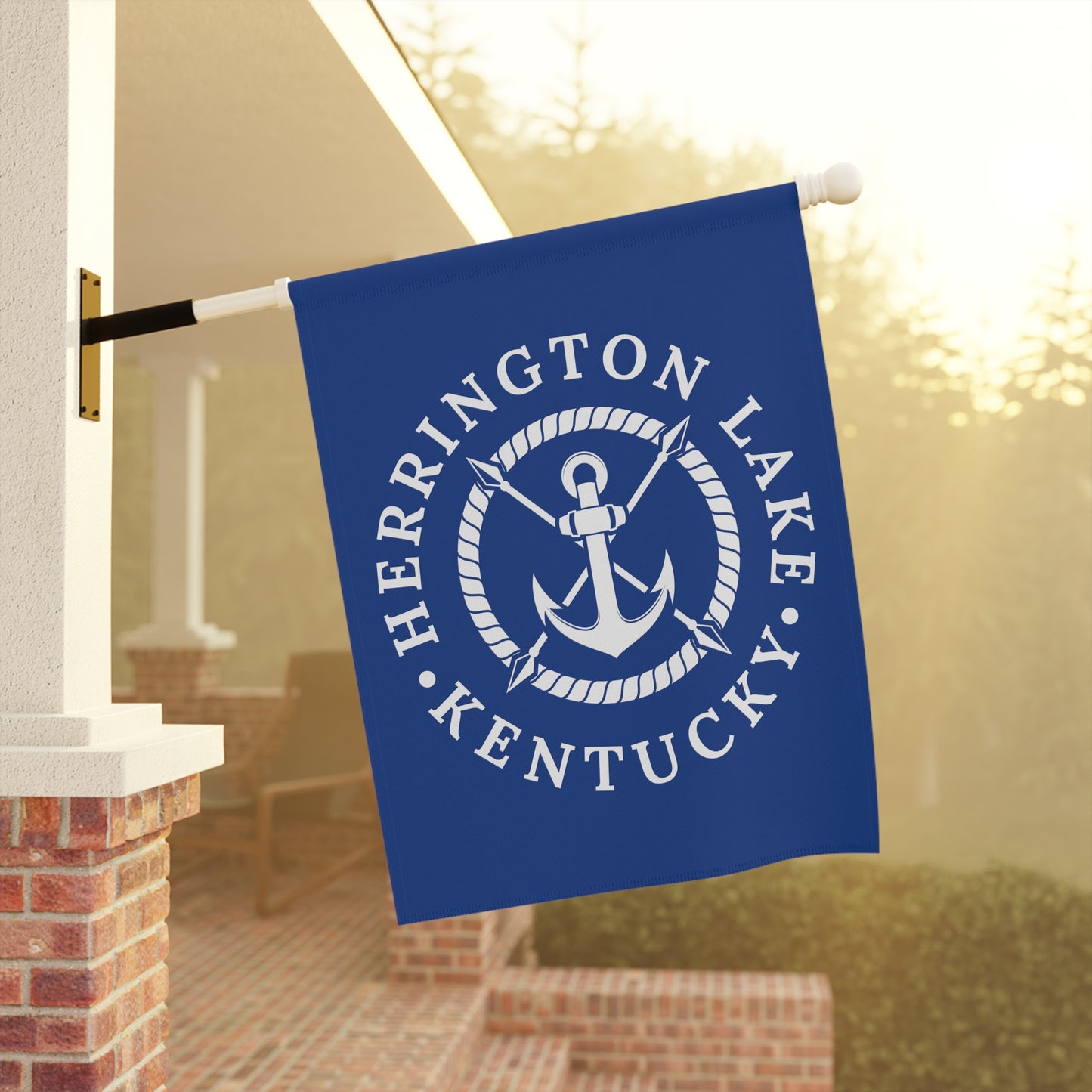 Herrington Lake White Anchor Nautical House Banner