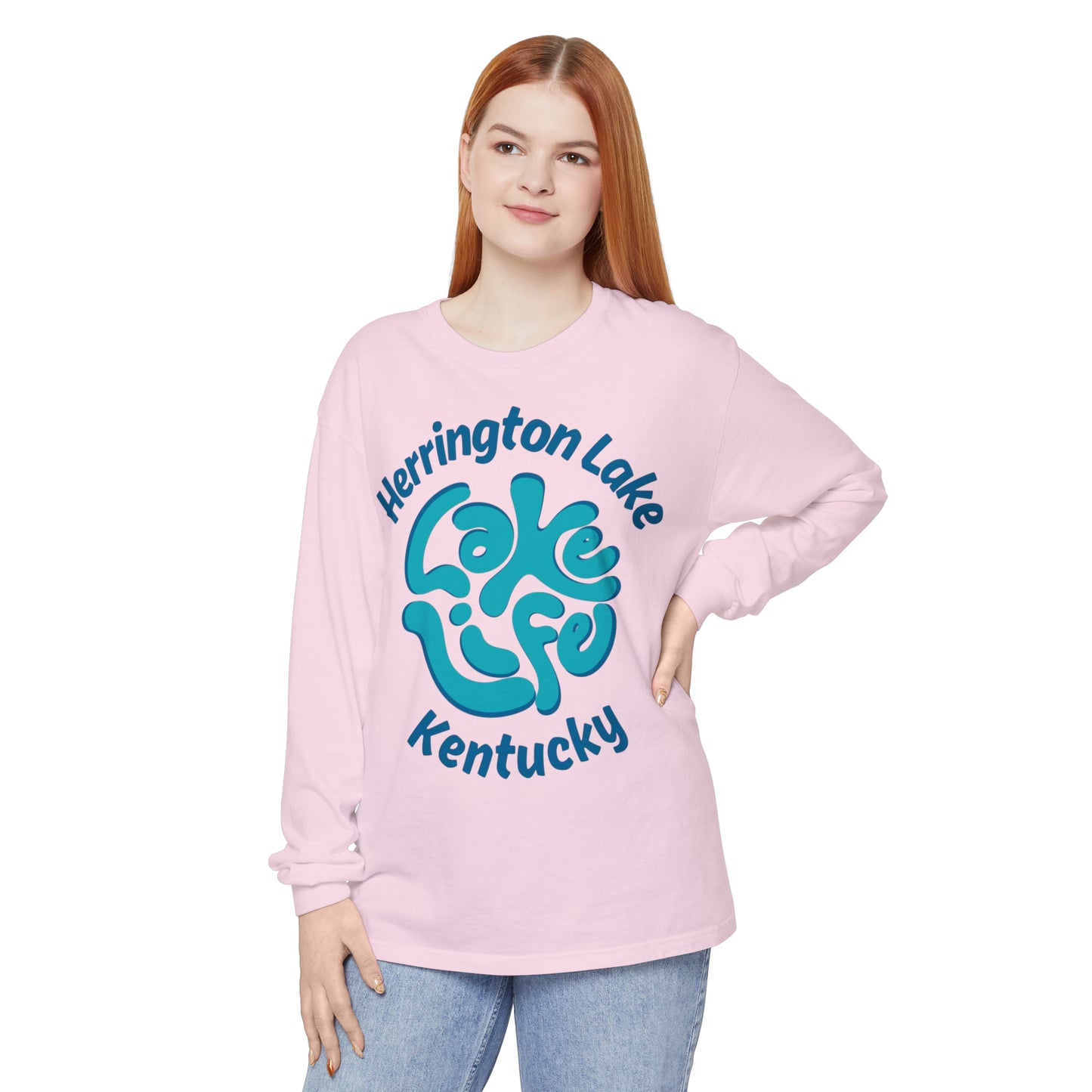 Herrington Lake Spring Pastels "Lake Life" Garment-Dyed Premium Comfort Colors™ Long Sleeve T-Shirt