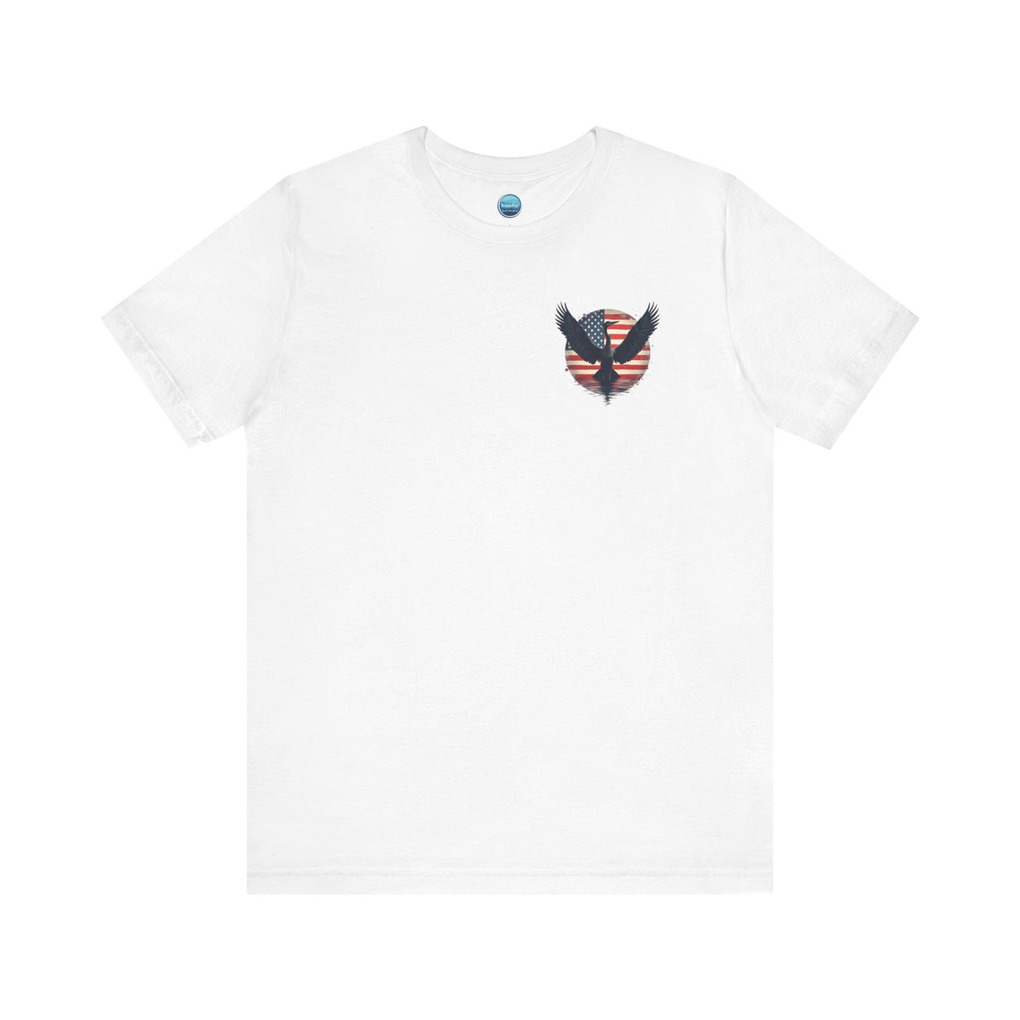 "Liberty Heron" Herrington Lake Patriots Collection Double-Sided Print Unisex Jersey Knit Cotton Short Sleeve Tee