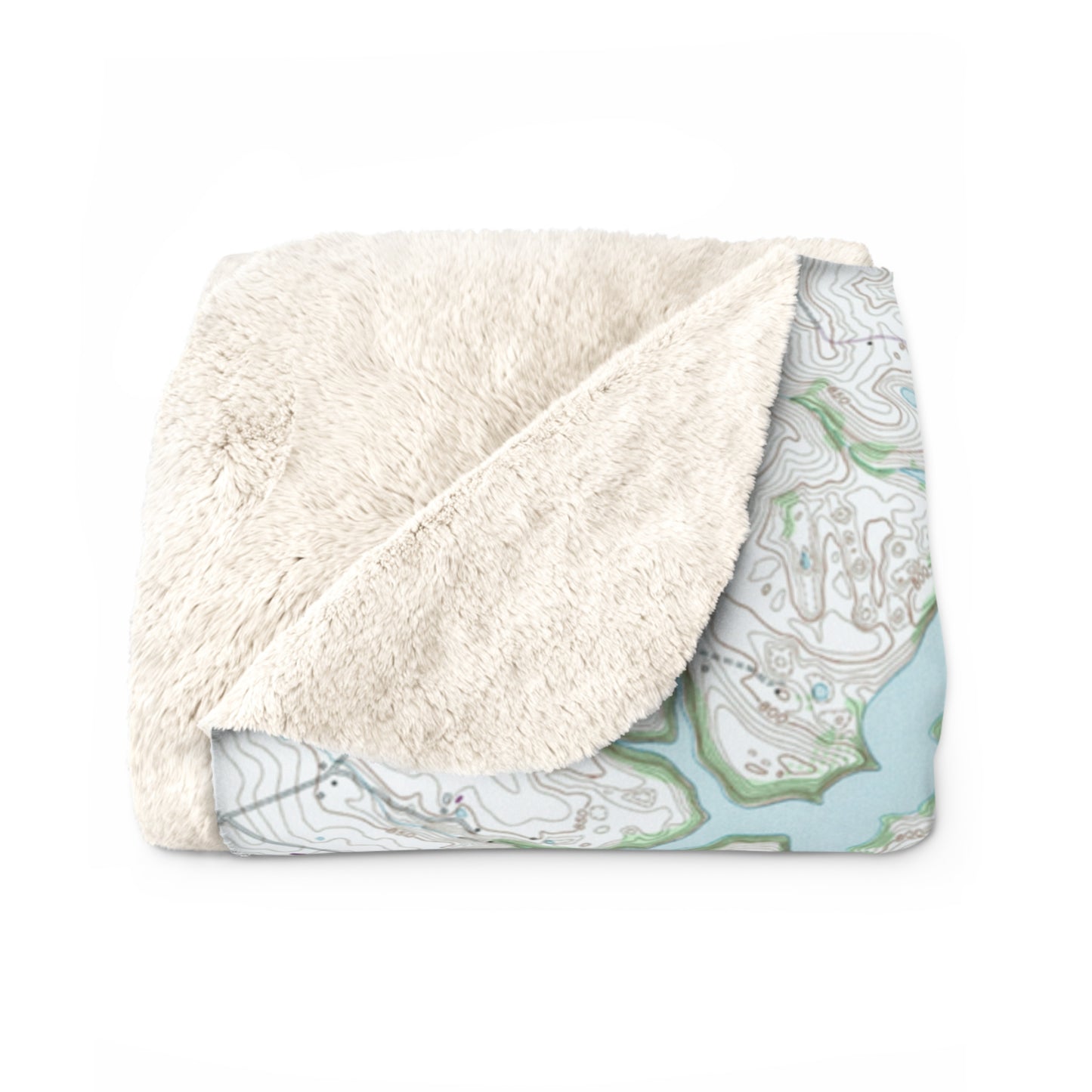 Herrington Lake 1952 USGS Topography Map Sherpa Fleece Blanket - Blue/Green