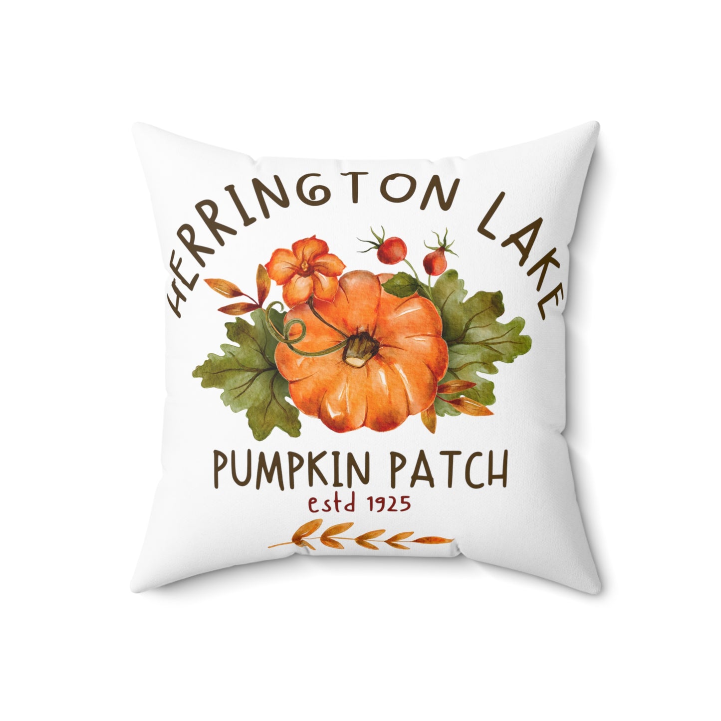 Herrington Lake Illustrated Pumpkin Patch Spun Polyester Square Accent Pillow (White)