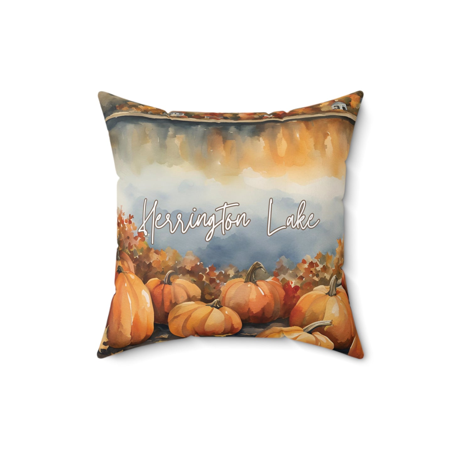 Herrington Lake Pumpkin Patch Faux Suede Square Pillow
