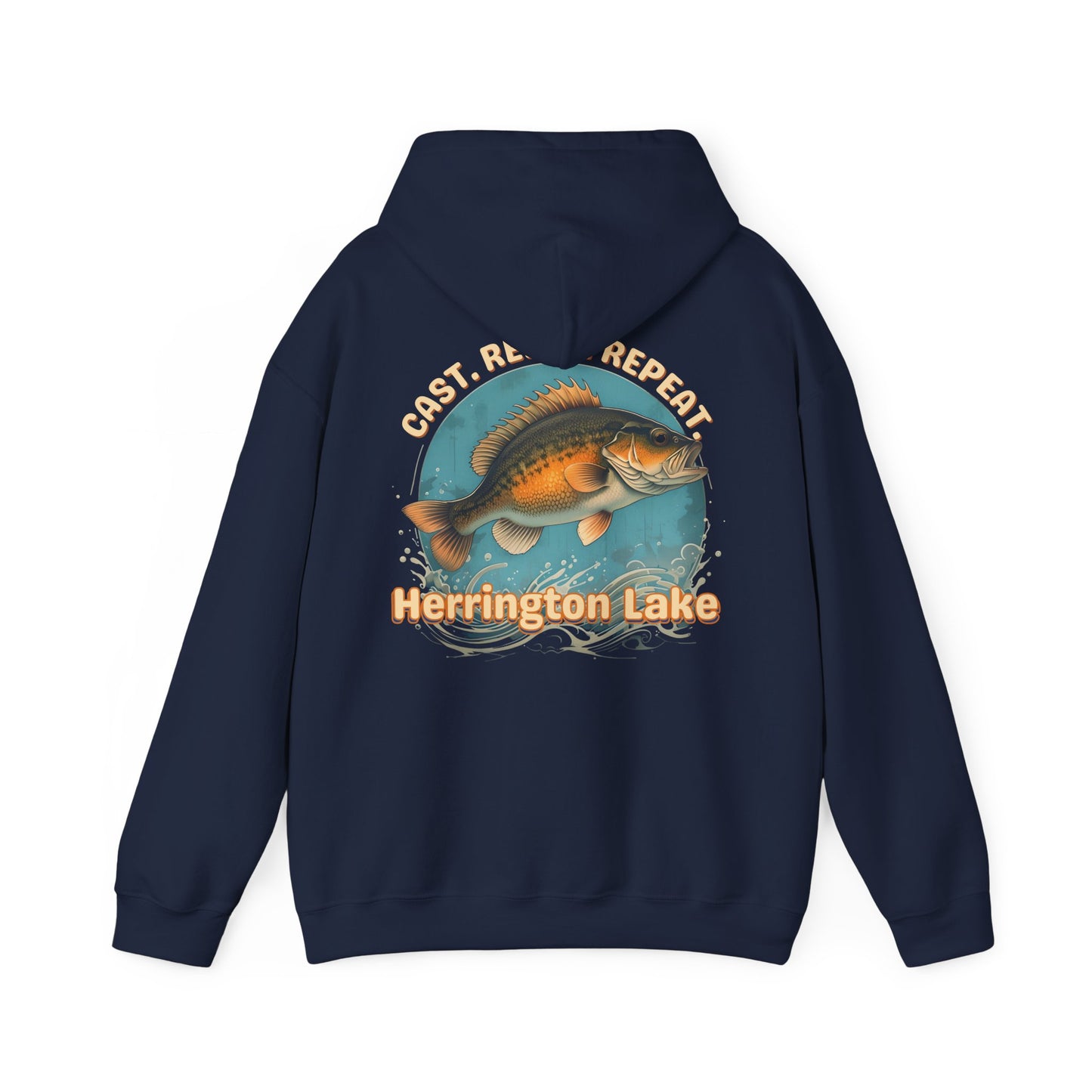 Cast. Relax. Repeat. Herrington Lake Double-Sided Unisex Heavy Blend™ Hooded Sweatshirt