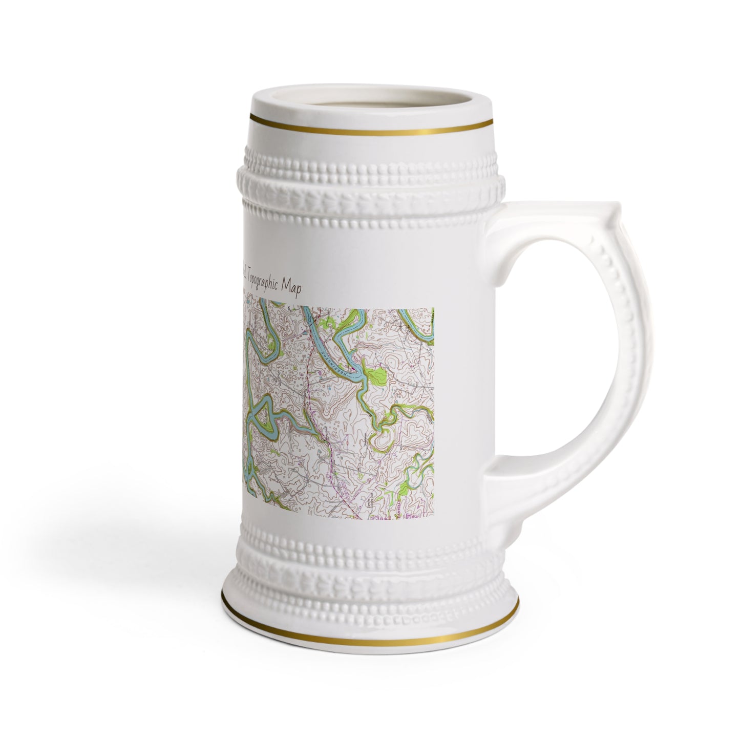 Herrington Lake 1952 USGS Topographic Map Collectible Ceramic Beer Stein Mug, Natural Colors