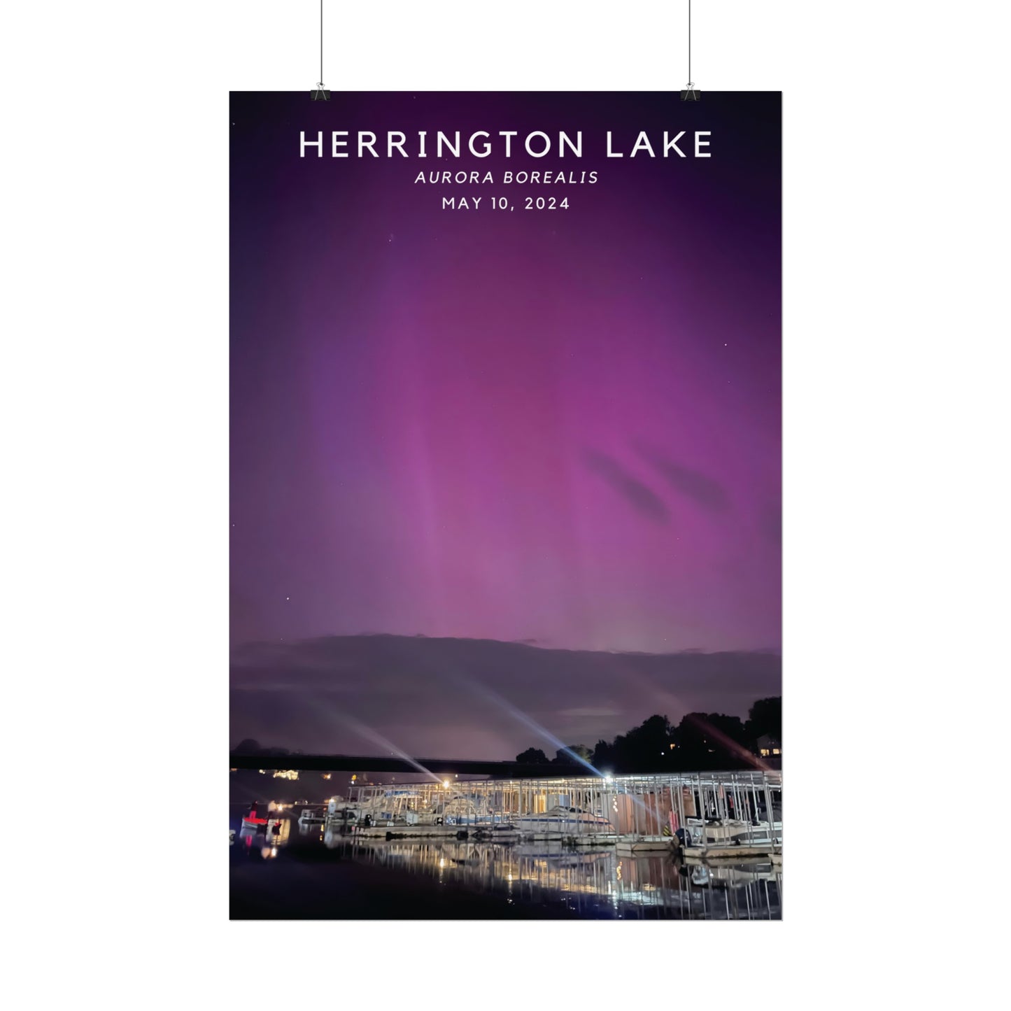 Northern Lights Over Herrington Limited Edition Rolled Posters with Titled Top