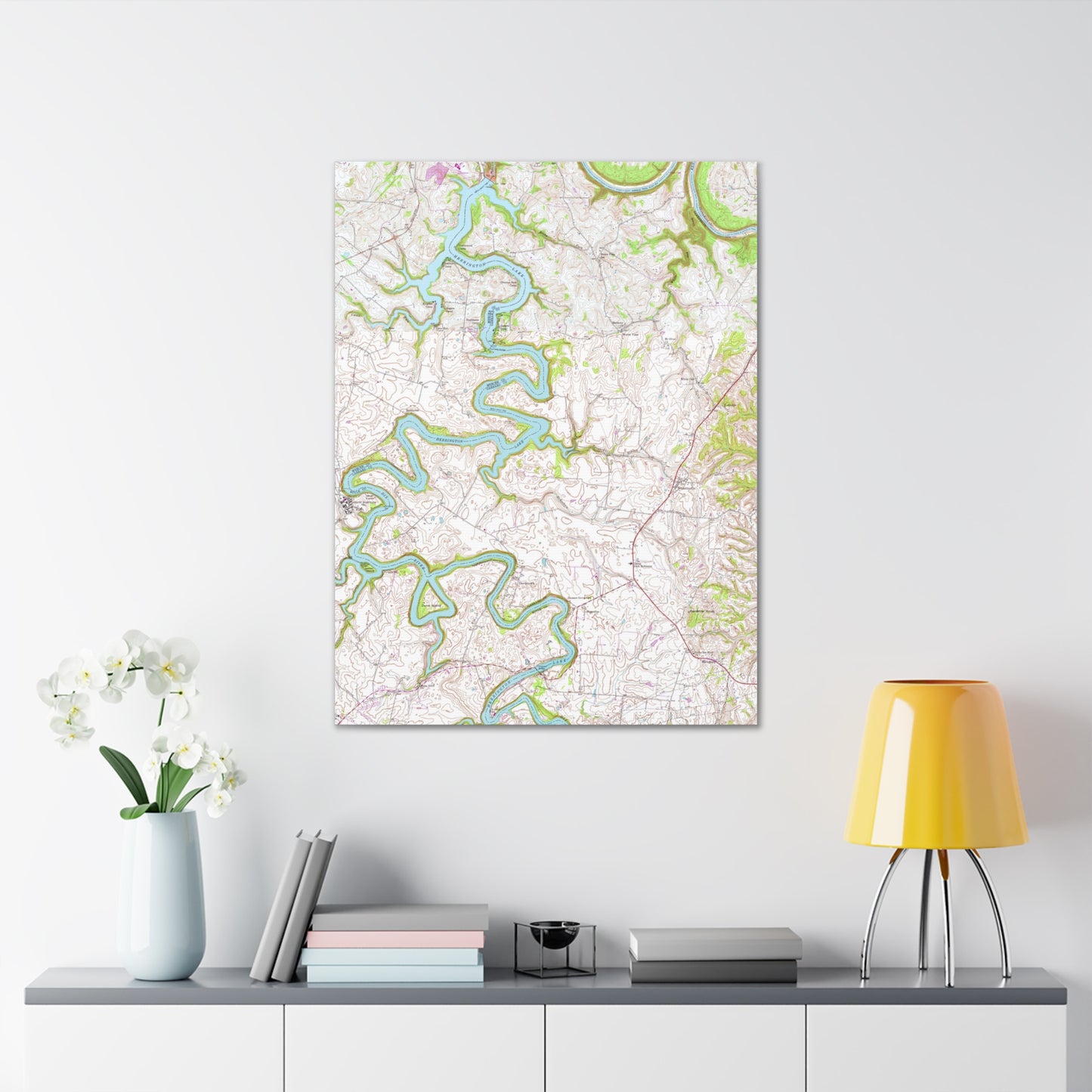 Herrington Lake Topographic Map USGS 1952 Bryantsville/Wilmore Quads Blended Canvas Gallery Wraps - Original Colors