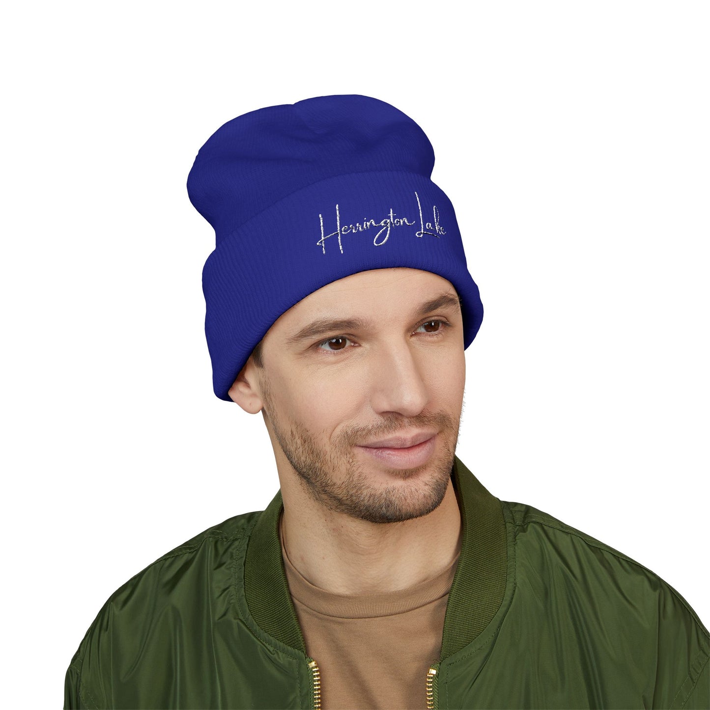 Embroidered Herrington Lake Script Logo Classic Cuffed Beanie