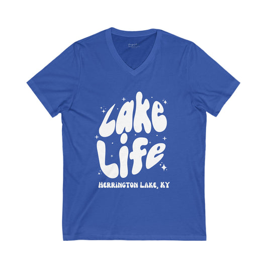 Herrington Lake Life Unisex Jersey Short Sleeve V-Neck Tee