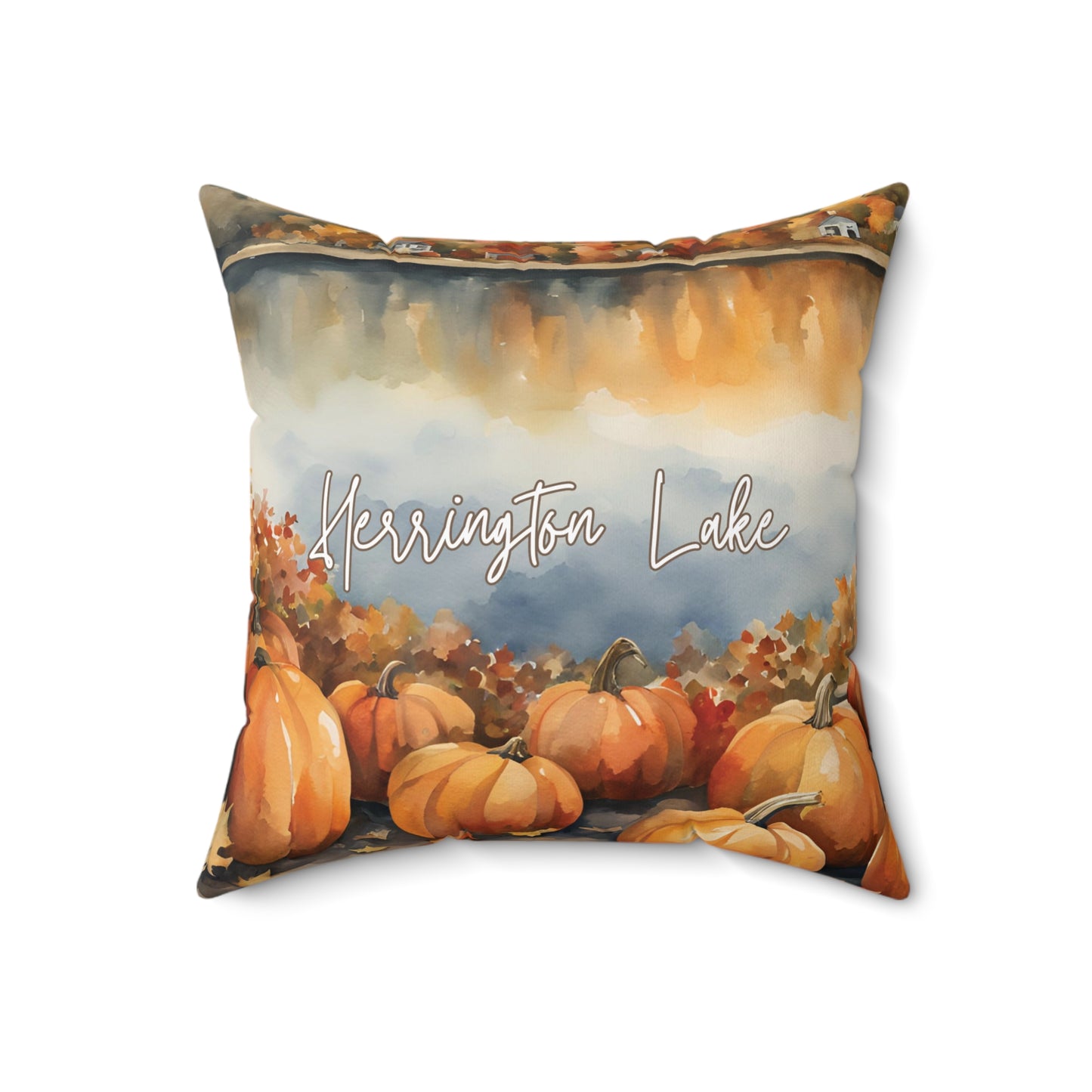 Herrington Lake Pumpkin Patch Faux Suede Square Pillow
