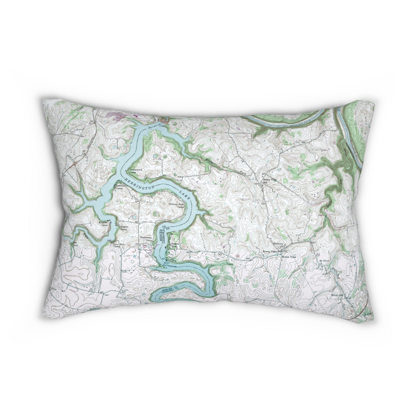 1952 USGS Topographic Map Lumbar Pillow (Blue/Green)