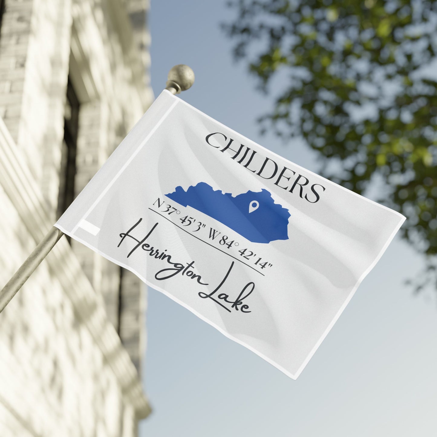 Personalized Custom Herrington Lake Name & Coordinates Flag