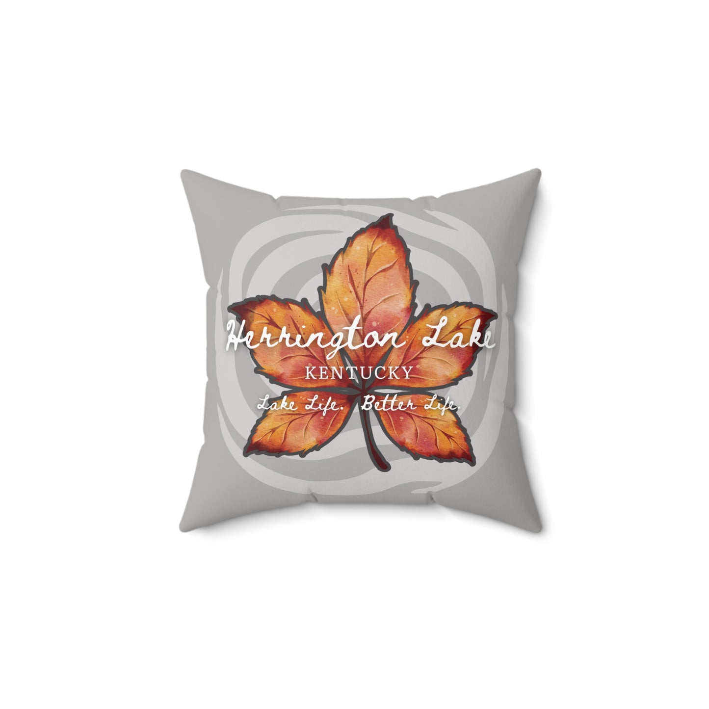 Rustic Leaf on Water Spiral Spun Polyester Square Accent Pillow (Lite Grey)