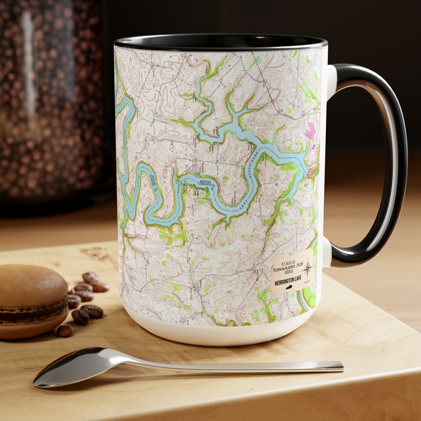 1952 Full USGS Herrington Lake Topography Map Biggie Coffee Mugs, 15oz