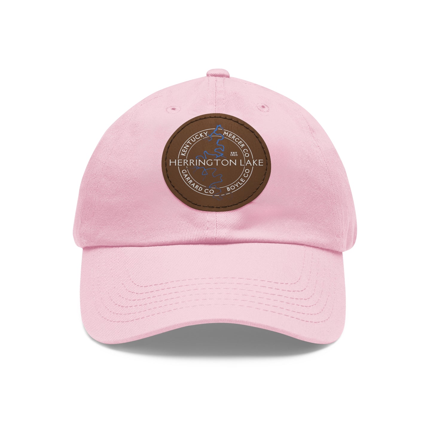 The "Classic" Herrington Lake and County Dad Hat with Leather Patch (Round)