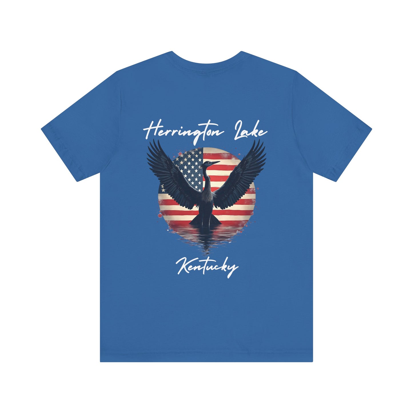 "Liberty Heron" Herrington Lake Patriots Collection Double-Sided Print Unisex Jersey Knit Cotton Short Sleeve Tee