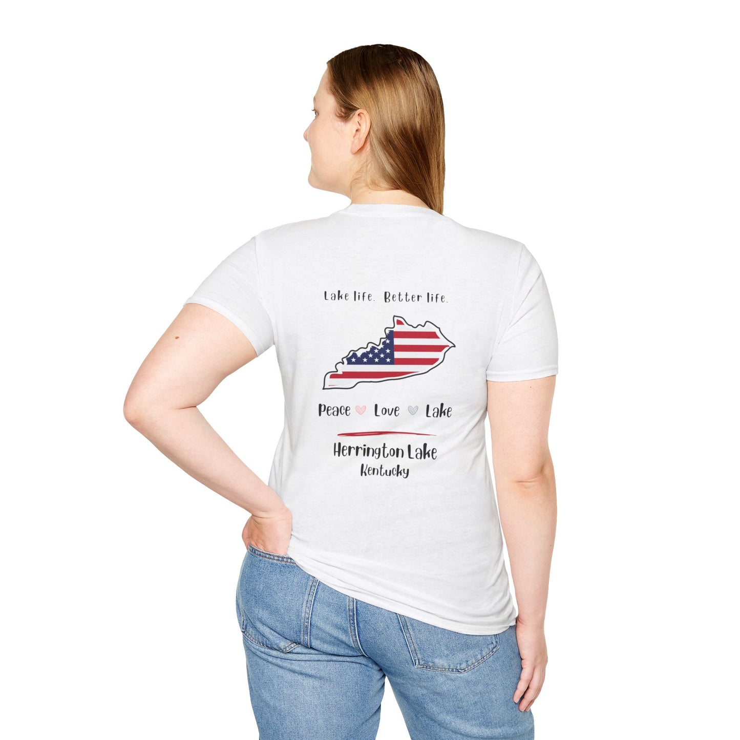 Peace, Love, Lake Double-Sided Ultra Soft Cotton Short Sleeve Tee