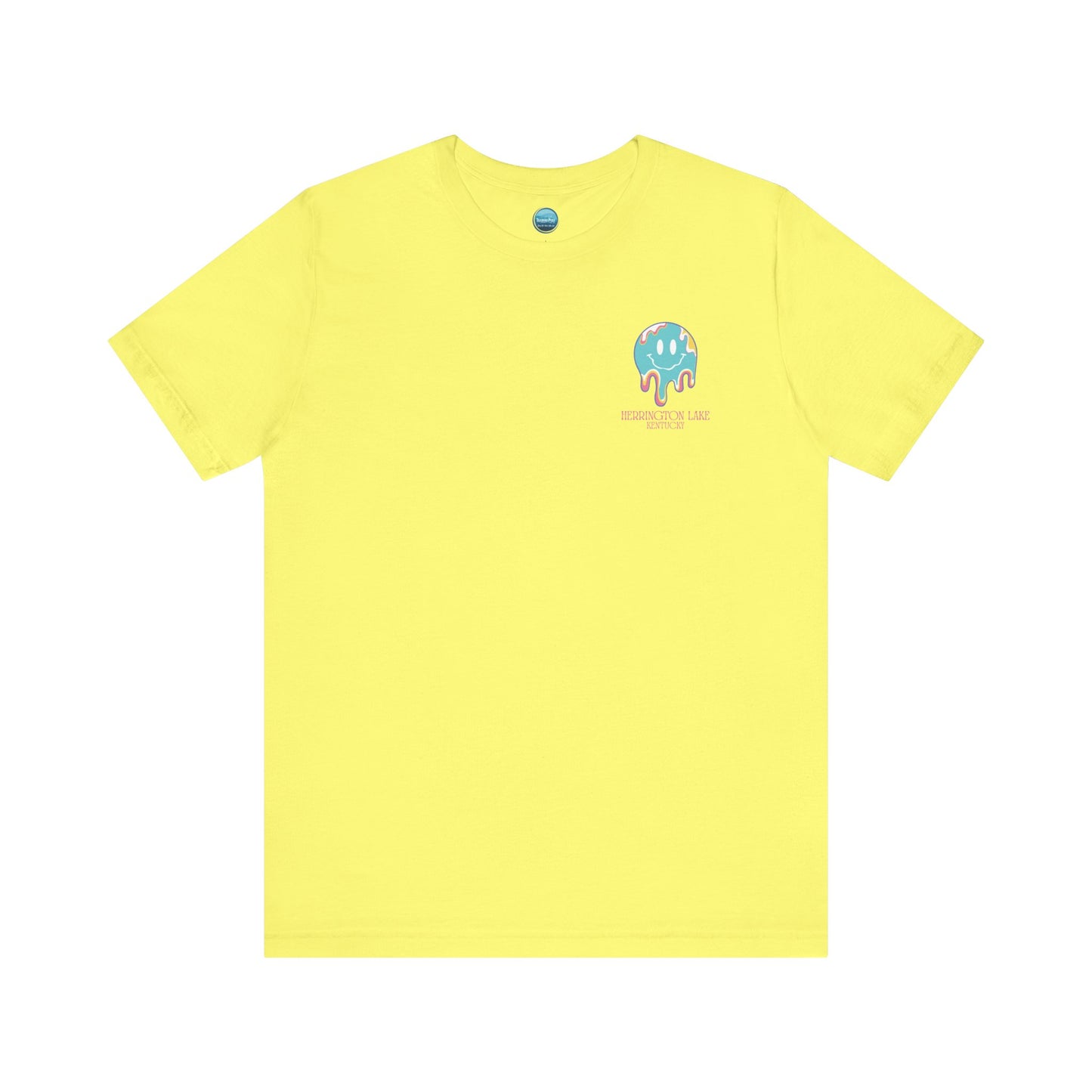 "Happiness Is A Day At The Lake" Double-Sided Print Unisex Jersey Knit Cotton Short Sleeve Tee