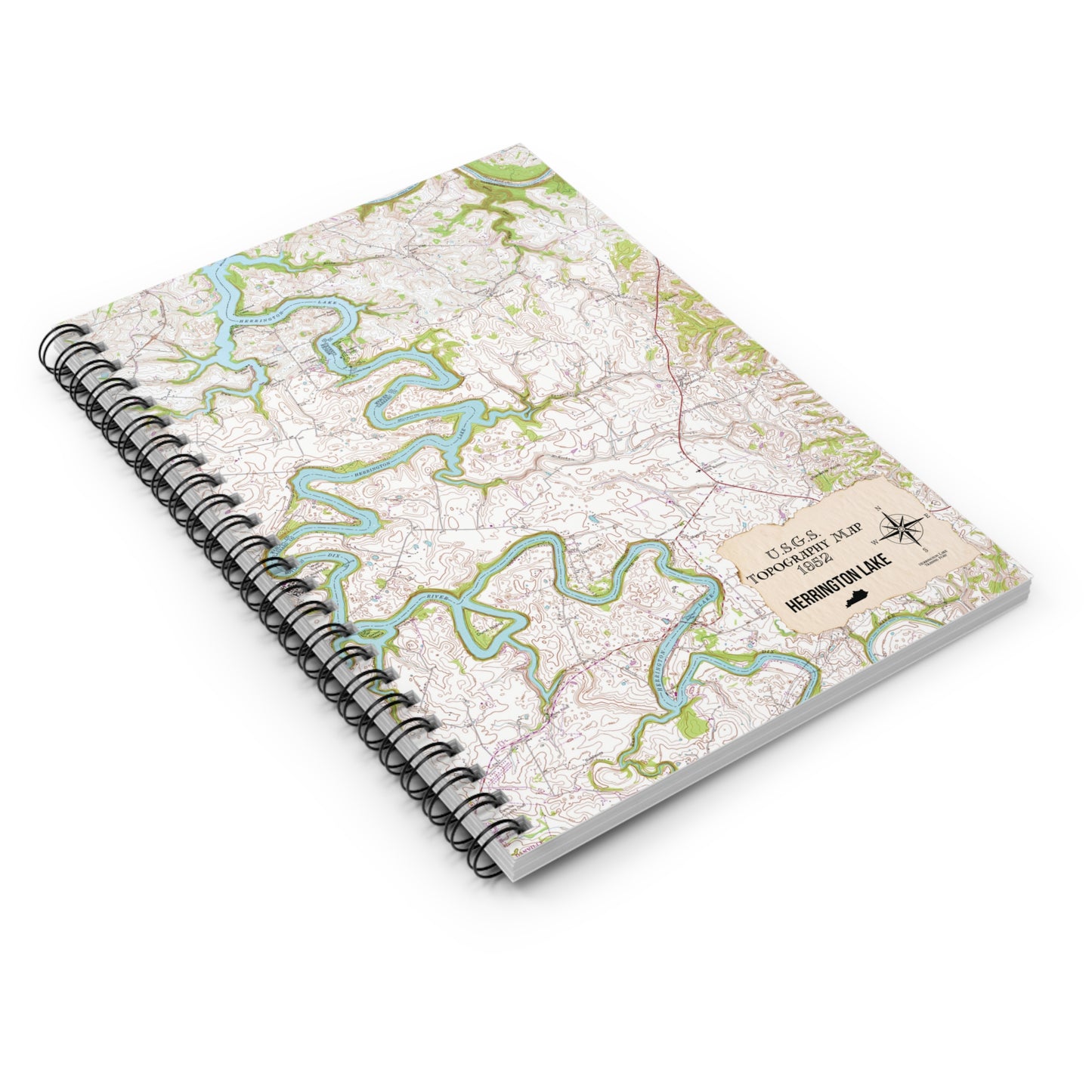 Herrington Lake 1952 USGS Topography Map Spiral Notebook - Ruled Line