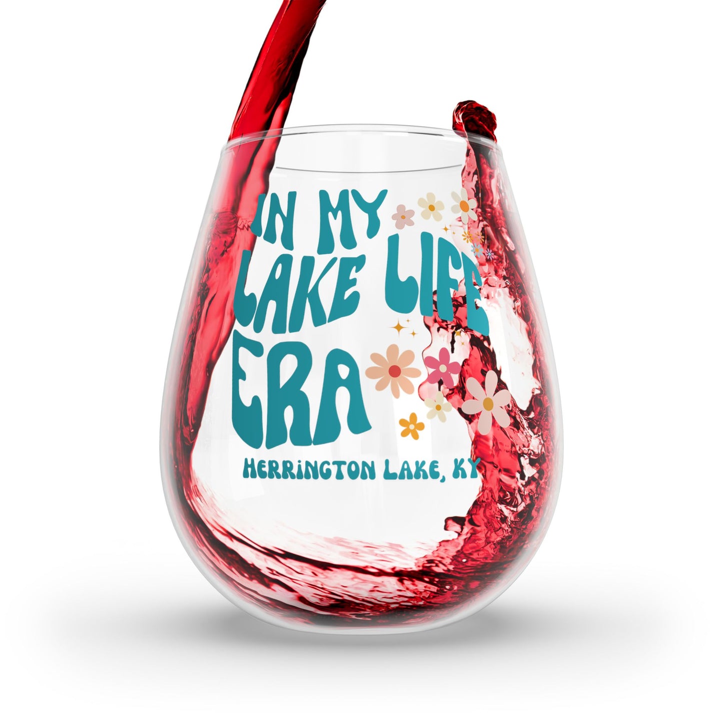 "In My Lake Life Era" Stemless Wine Glass, 11.75oz