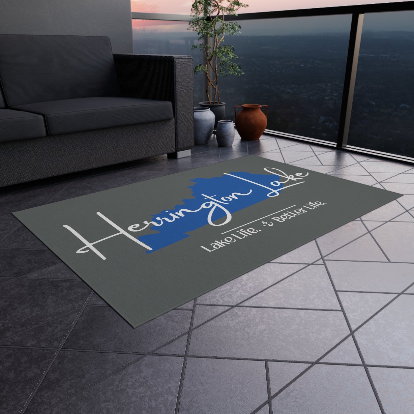 Herrington Lake Signature Outdoor Rug (Dark Grey)