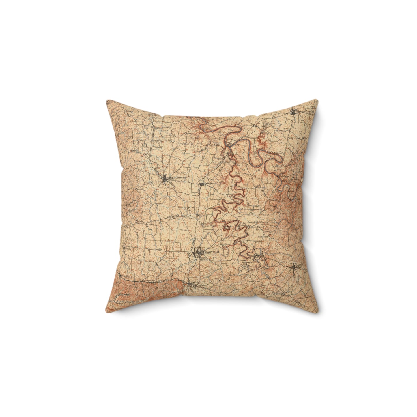Herrington Lake 1909 Topography Spun Polyester Square Accent Pillow