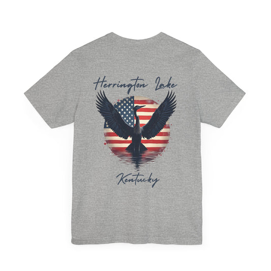 "Liberty Heron" Herrington Lake Patriots Collection Double-Sided Print Unisex Jersey Knit Cotton Short Sleeve Tee