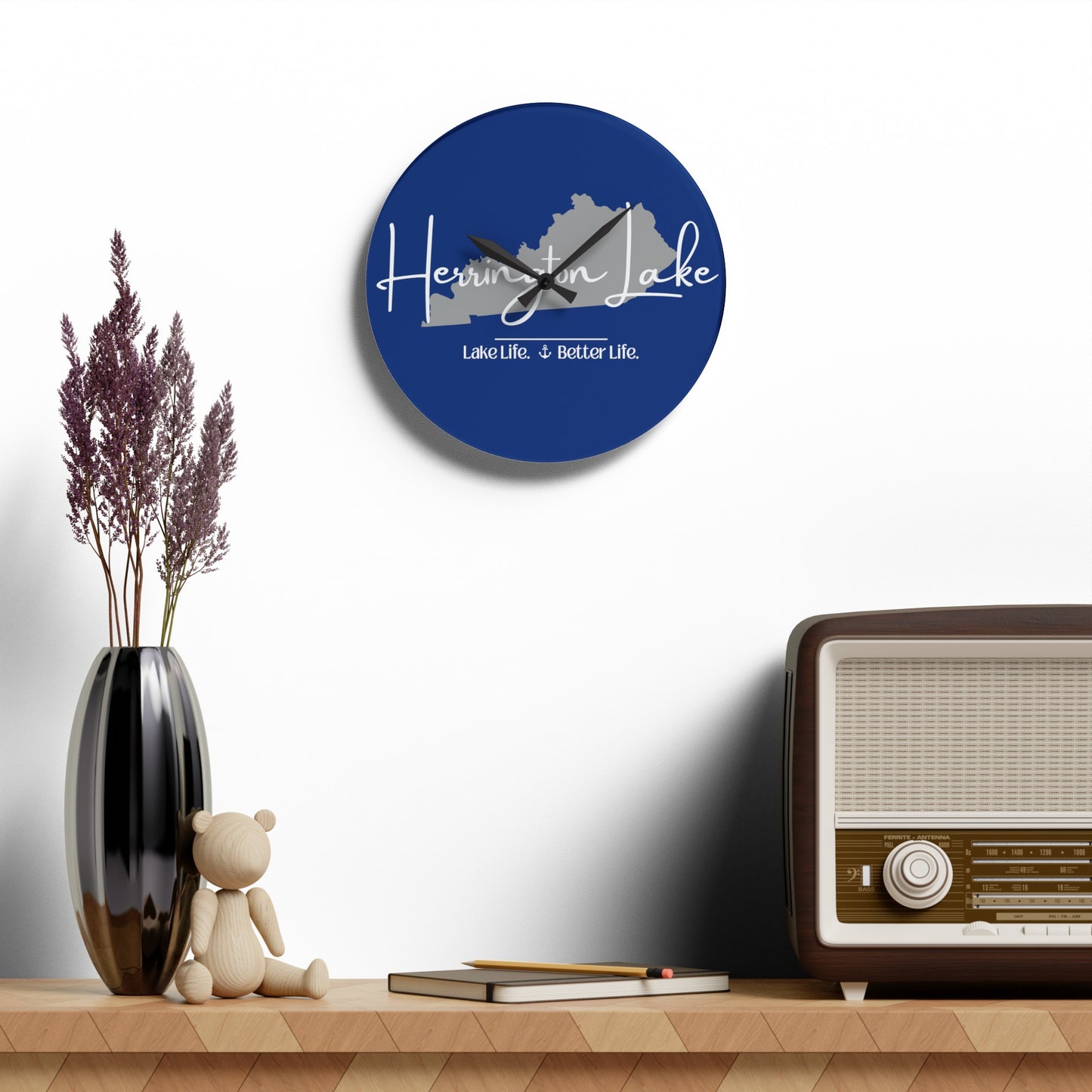 Herrington Lake Signature Collection Acrylic Wall Clock, Round, Blue