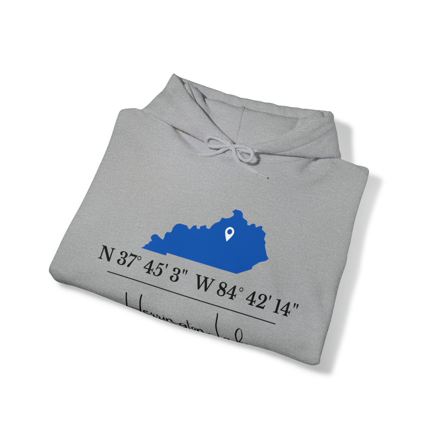 Custom Herrington Lake Coordinates Heavy Blend™ Hooded Sweatshirt w/ Printed Sleeves