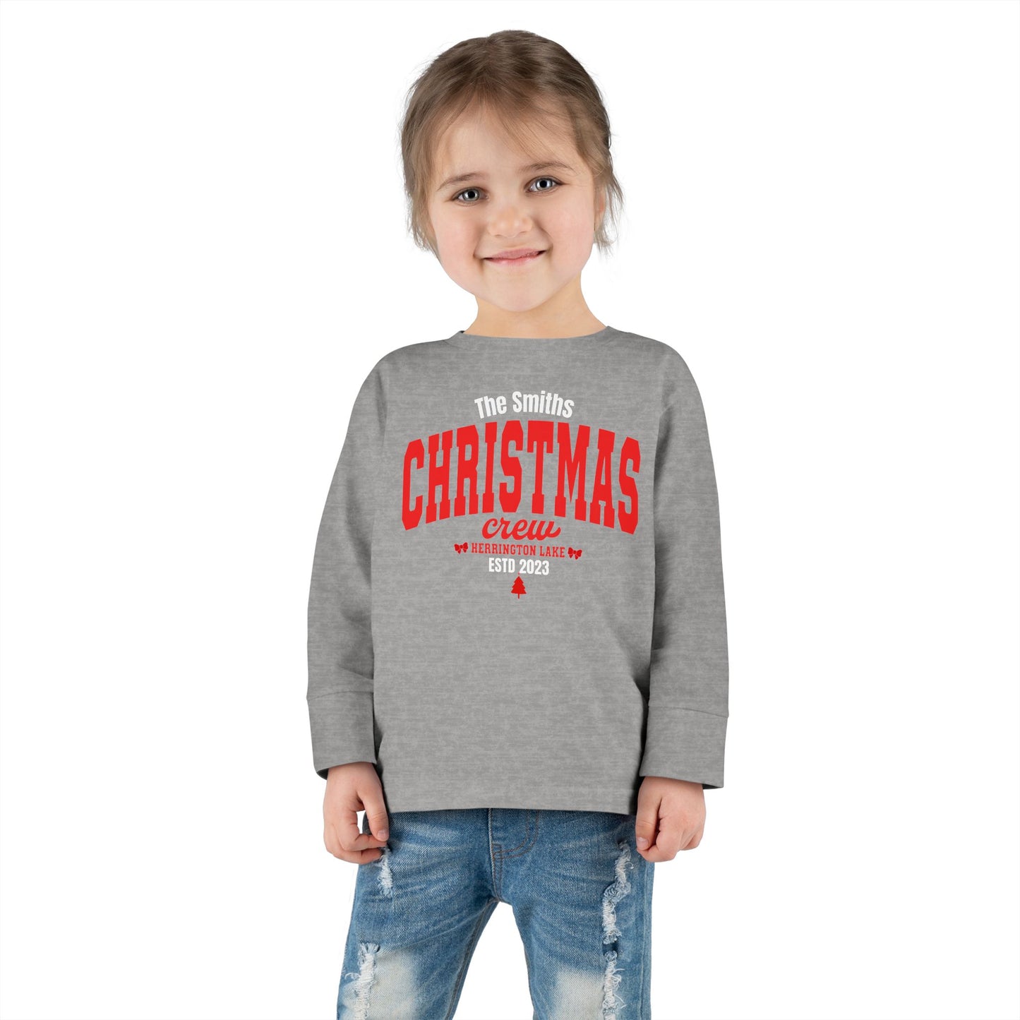 Personlized Custom Herrington Lake Christmas Crew Toddler Long Sleeve Tee