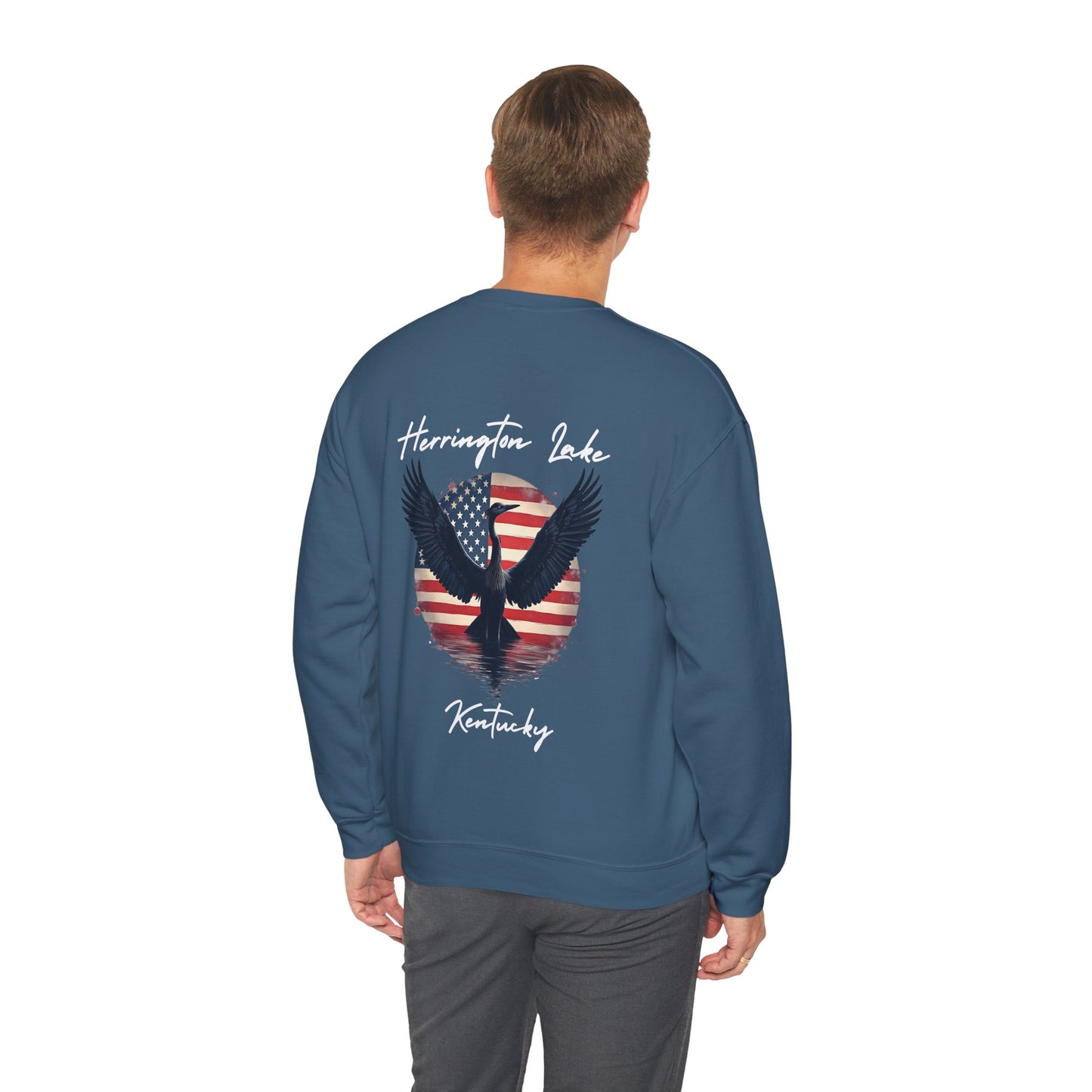 "Liberty Heron" Lake Patriots Collection Double-Sided Print Unisex Heavy Blend™ Crewneck Sweatshirt