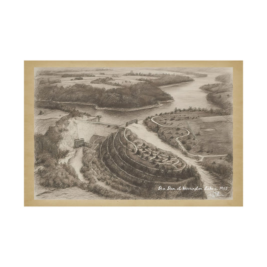 Herrington Lake Overhead -1 c. 1950 in Pencil Satin Fine Art Poster Print (300gsm)