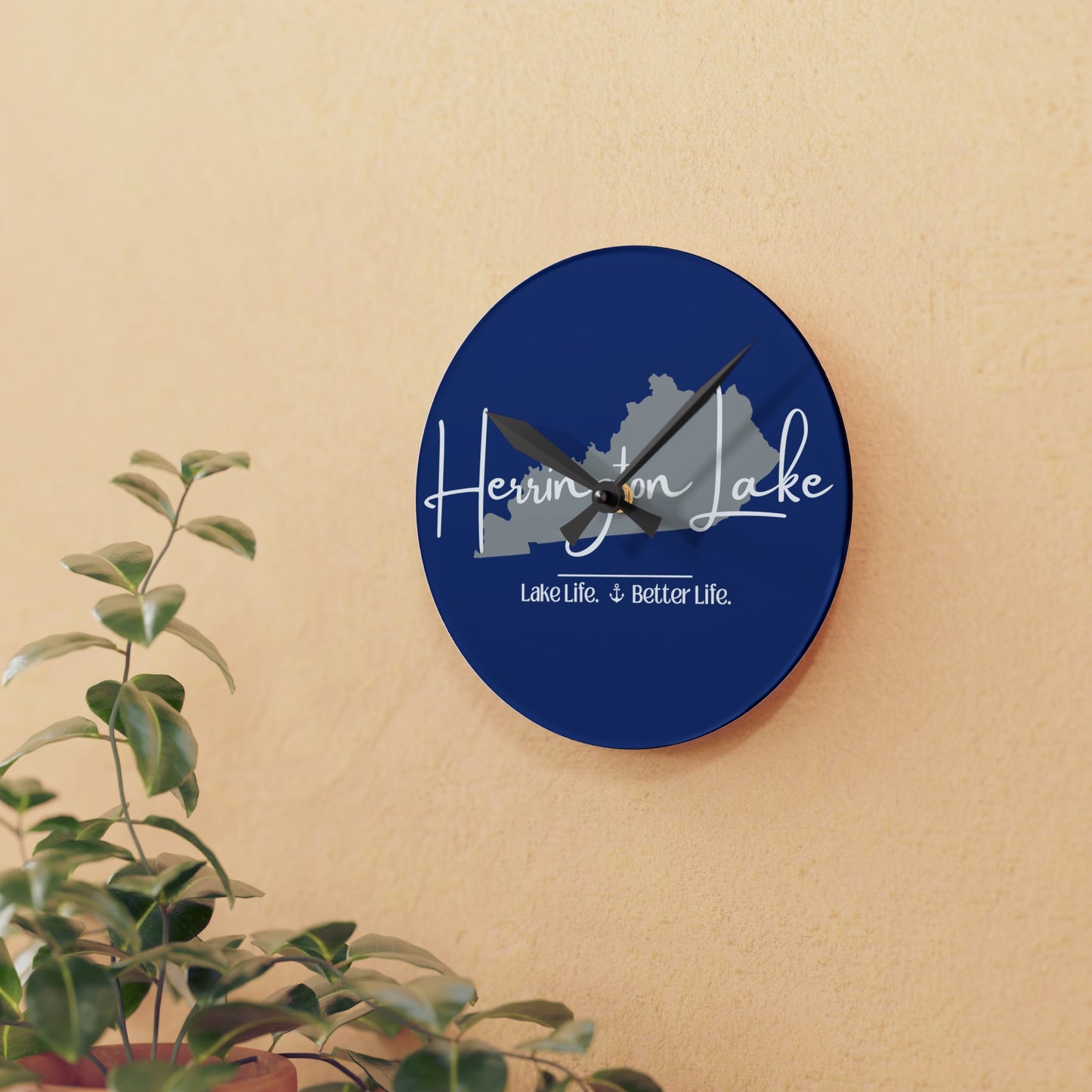 Herrington Lake Signature Collection Acrylic Wall Clock, Round, Blue