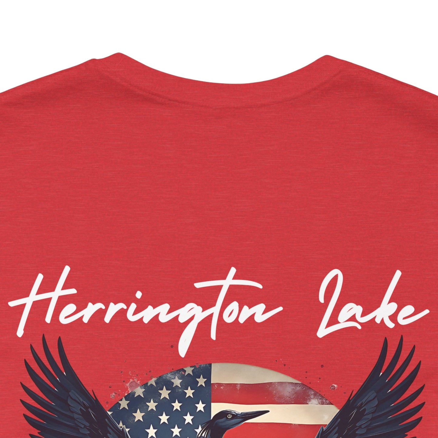 "Liberty Heron" Herrington Lake Patriots Collection Double-Sided Print Unisex Jersey Knit Cotton Short Sleeve Tee