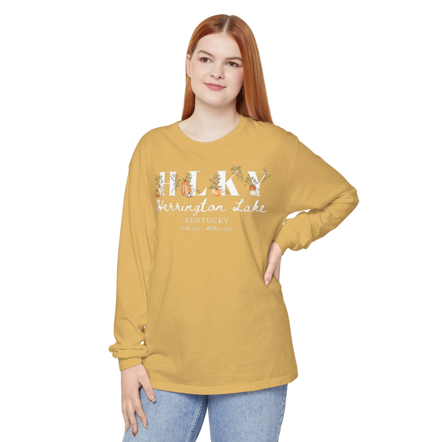 Fall Pumpkin HLKY Collection Garment-Dyed Premium Comfort Colors™ Long Sleeve T-Shirt