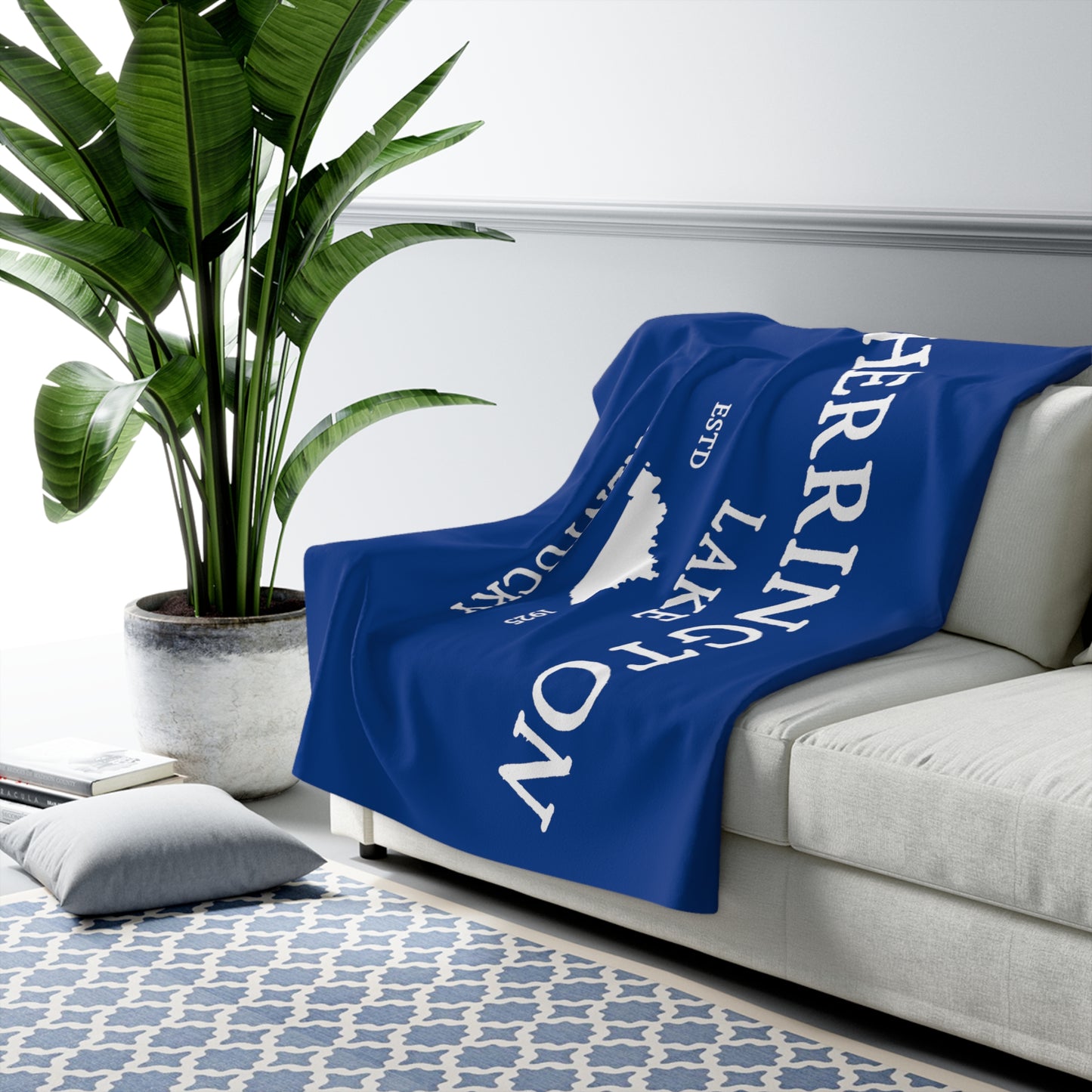 "Simply Herrington" Collection Sherpa Fleece Blanket (Blue)